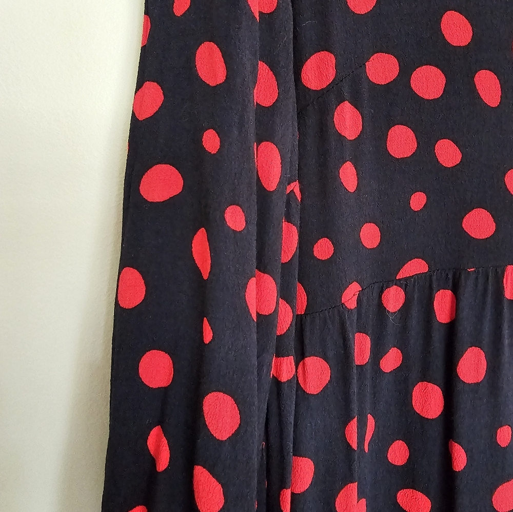 LOFT Dotted Tiered Midi Dress